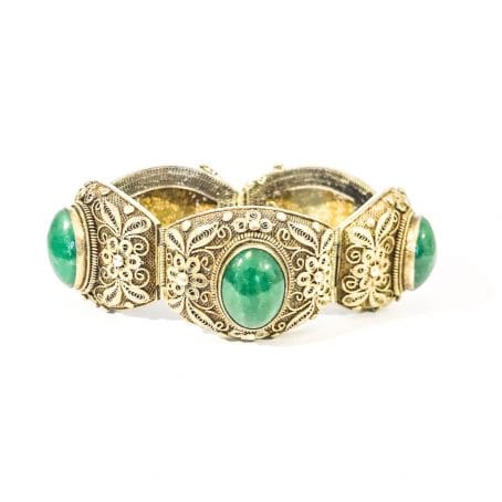 chinese silver filigree bracelet with jade 