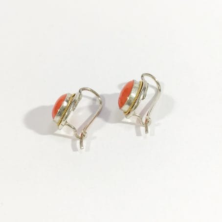 leverback earrings with red natural italian coral