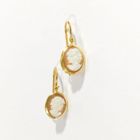  italian hand carved cameo leverback earrings