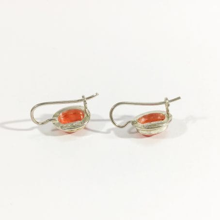 red coral and silver retro earrings