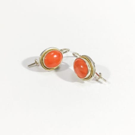 red coral and silver earrings