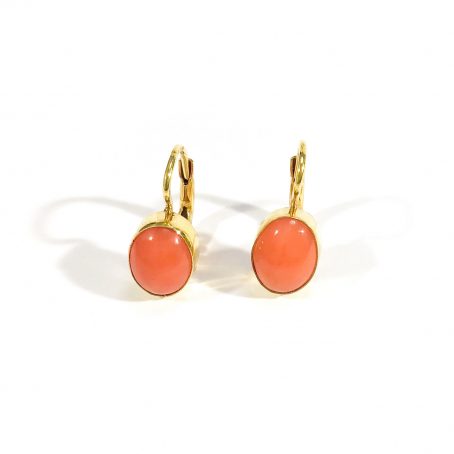 coral and gilded silver earrings