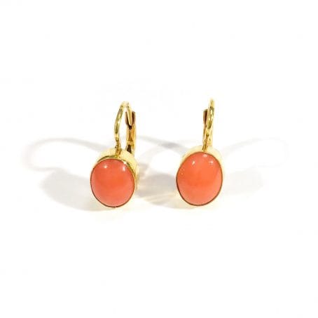 vintage natural coral leverback earrings 