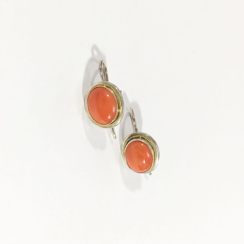 red coral earrings sterling silver