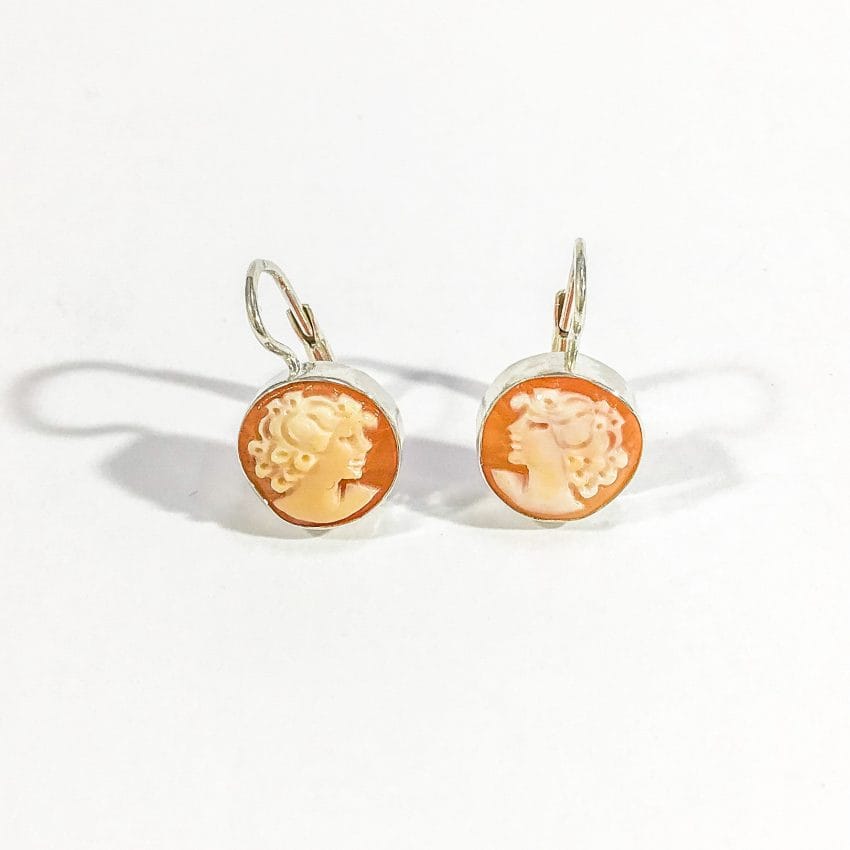 sterling silver cameo earrings