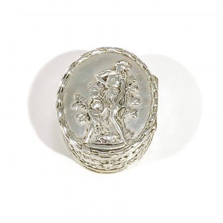 antique solid silver shell shape pill box , hallmarked 