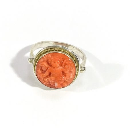 Italian coral cameo ring