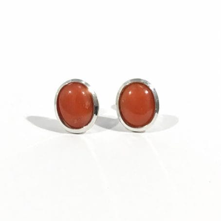 vintage silver and coral lobe earrings