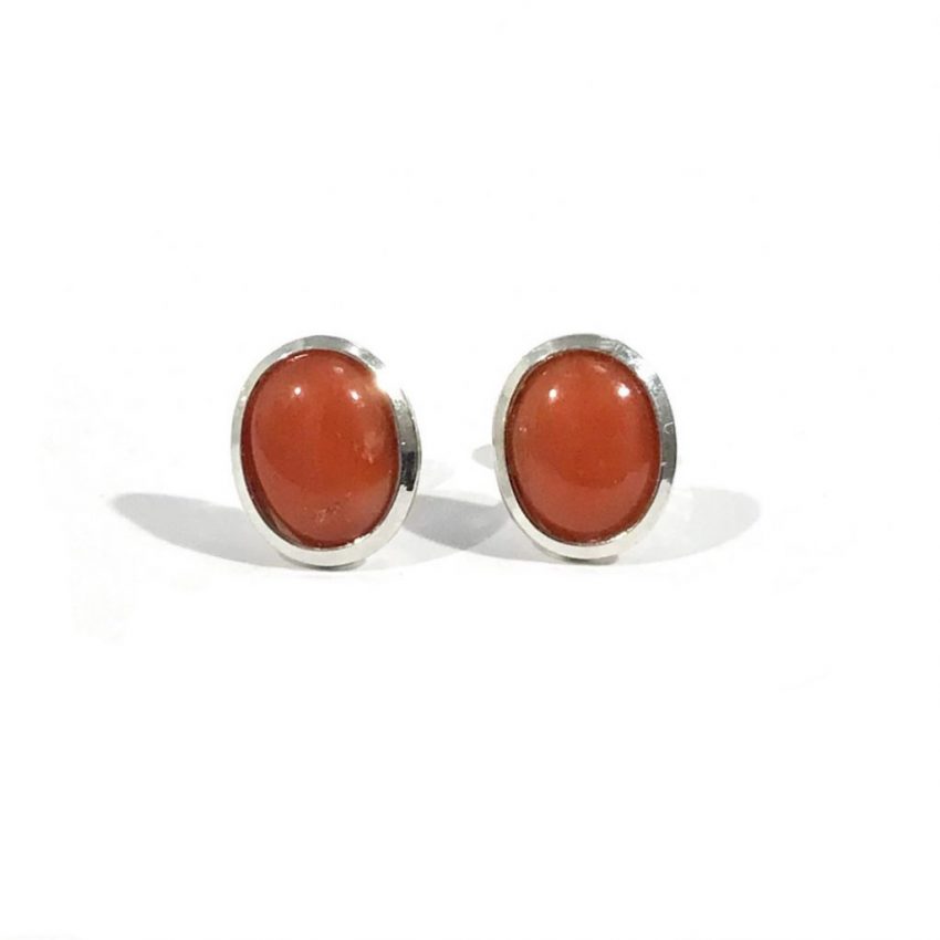 classic vintage red coral stud earrings