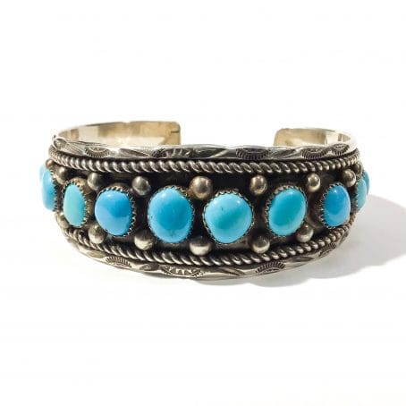 Navajo men's silver and turquoise bracelet