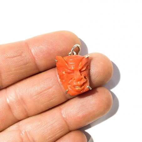 red coral cameo mask pendant