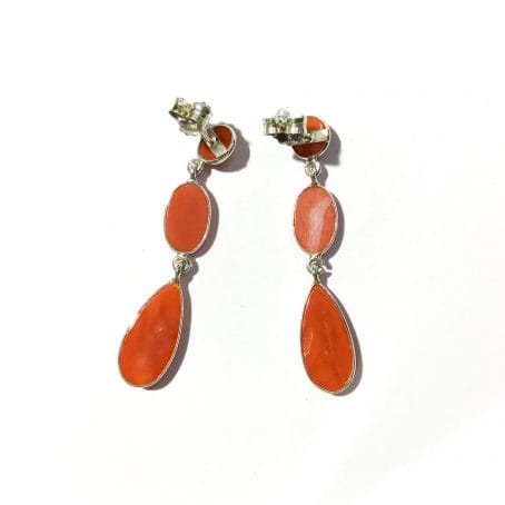 retro vintage red coral drop earrings