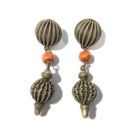 antique ethnic coral earrings