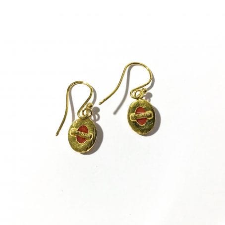 gilded silver earrings with red coral cameo