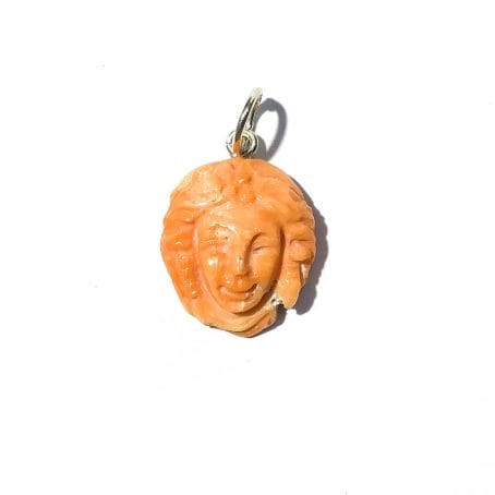 coral cameo woman face pendant