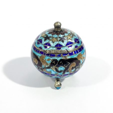enameled sterling silver ethnic pill box