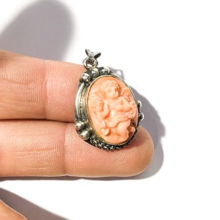 coral angel pendant