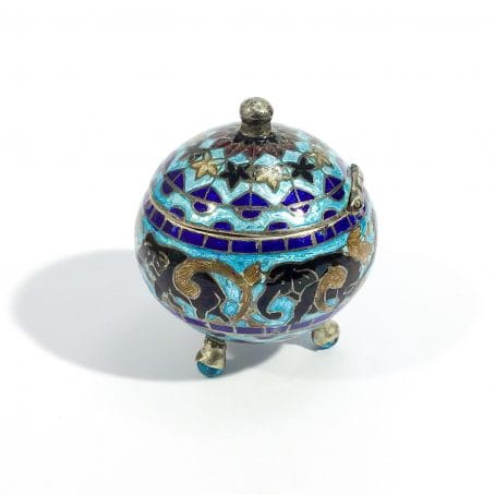 vintage enameled sterling silver 925 indian pillbox