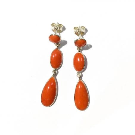 red coral pendant earrings