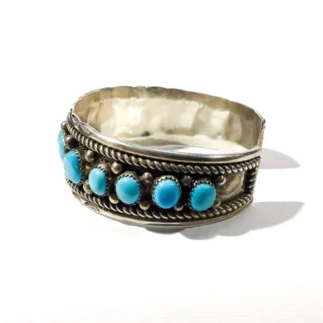 sterling silver Navajo man bracelet with turquoise