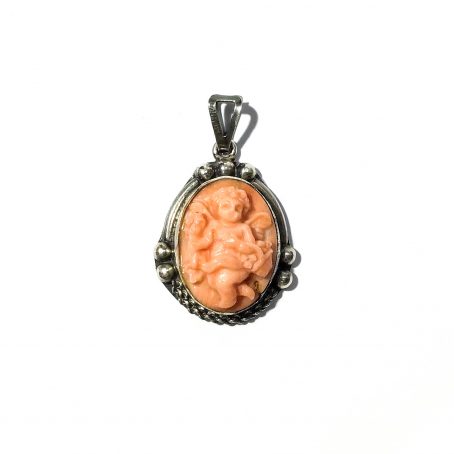 pink coral putto pendant