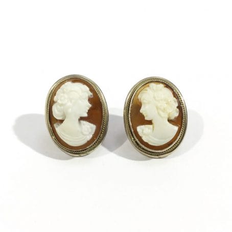 vintage hand carved italian cameo earrings