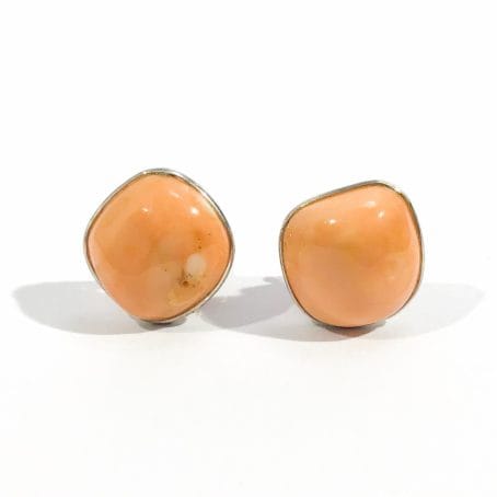 large natural Pacific pink coral earrings