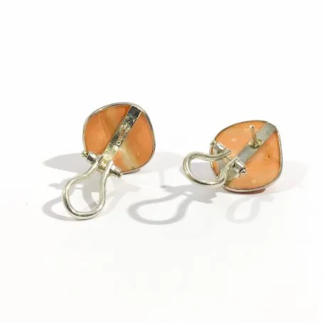 Italian retro earrings with pink pacific coral