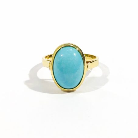 gilded silver ring with natural turquoise 