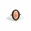 silver ring with pink pacific coral cameo 