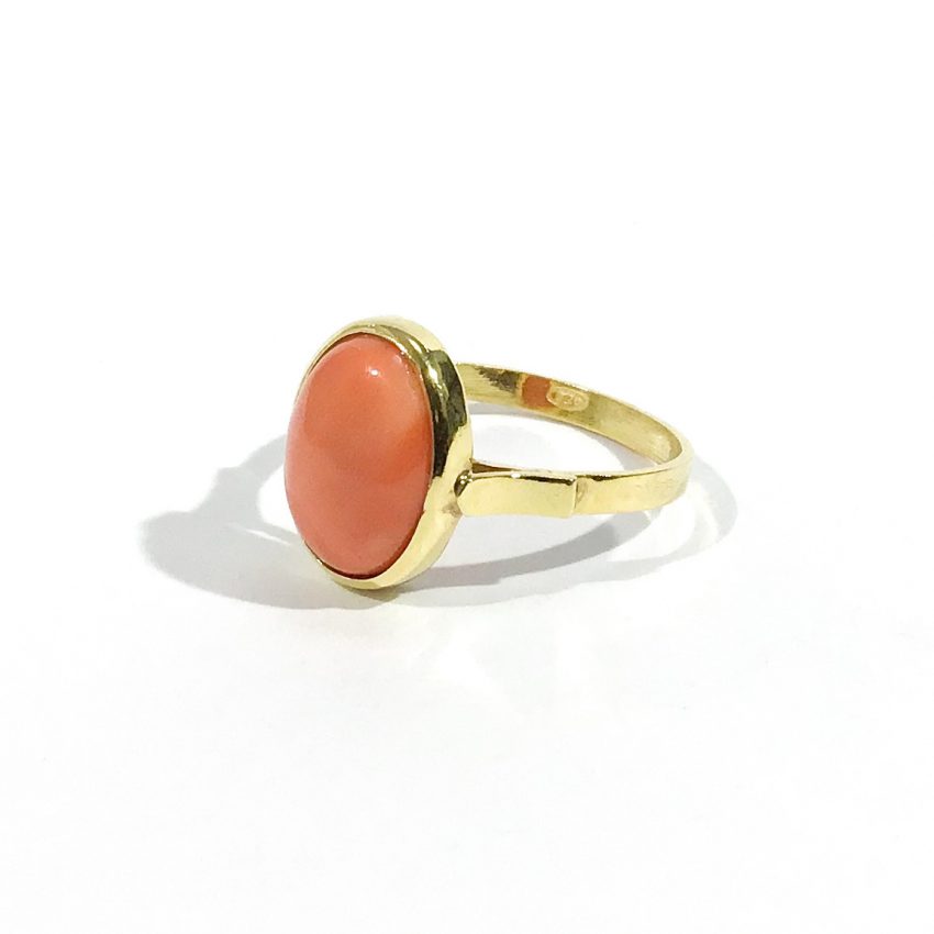 anello vintage argento dorato e corallo rosa
