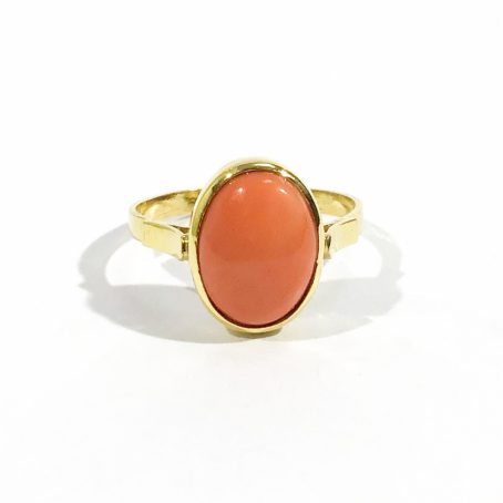 anello argento dorato e corallo rosa