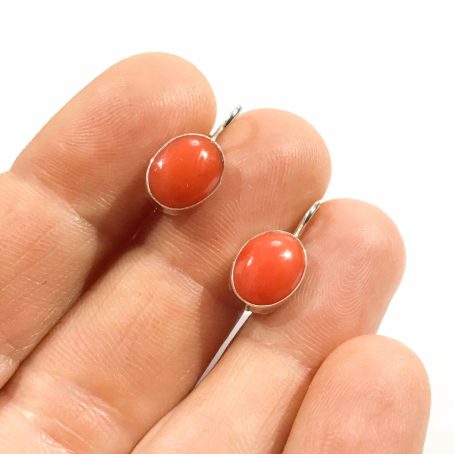 Lever earrings with coral