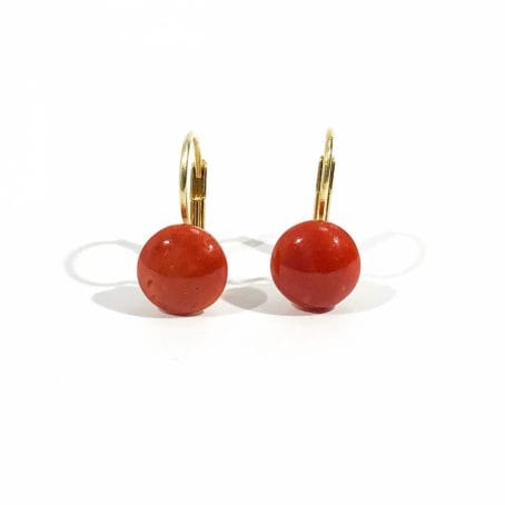 natural italian red coral leverback earrings 