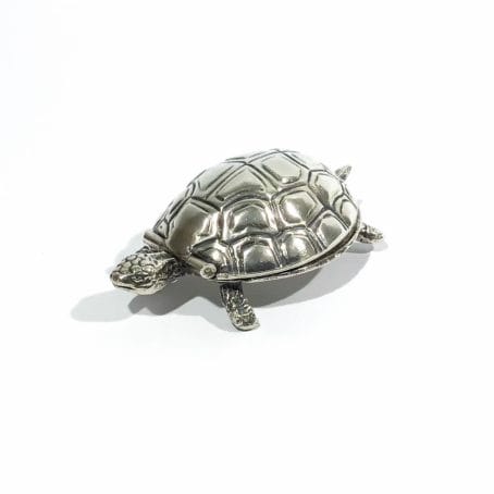 solid silver turtle shape pillbox , hallmarked 