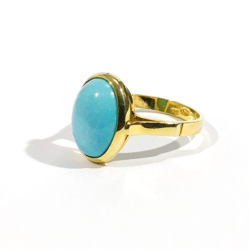 silver hallmark gilt silver ring and natural turquoise