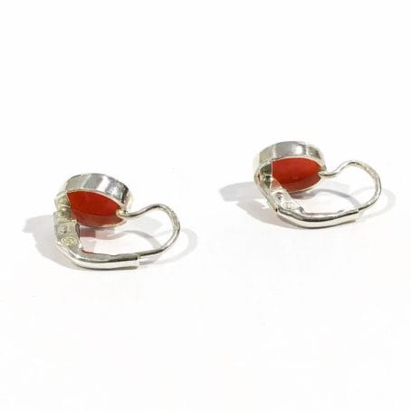 silver punch leverback earrings with coral