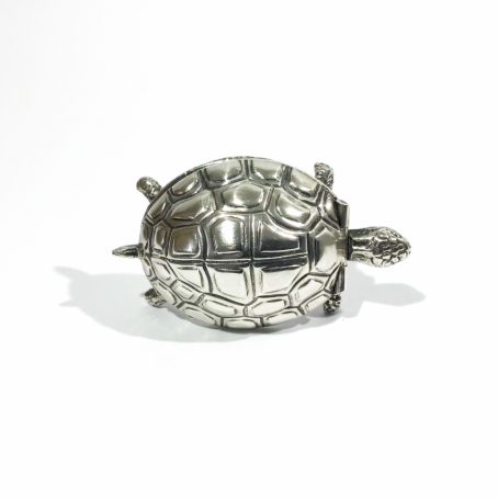 top turtle-shaped silver art deco pill box