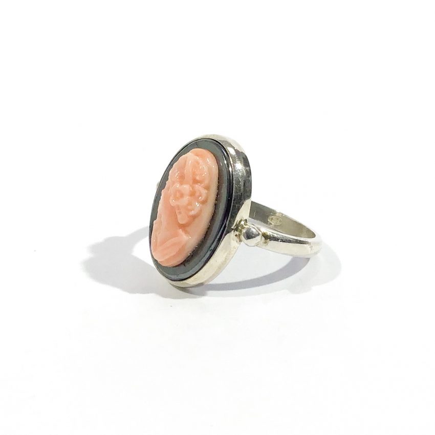 vintage pacific pink coral cameo ring