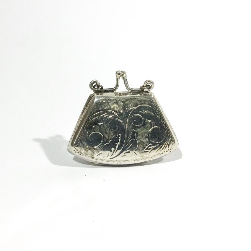 vintage sterling silver pillbox handbag shape