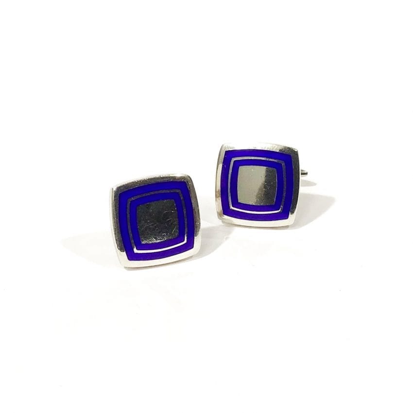 silver and enamel men cufflinks