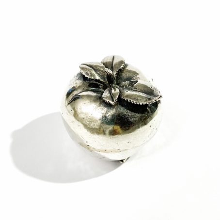 italian hallmarked solid silver apple shape pill box