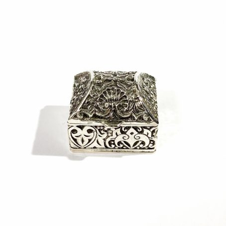 italian solid silver hallmarked casked shape pill box