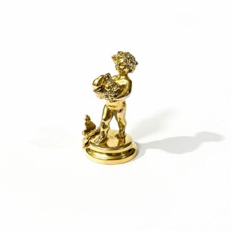 Italian gilded solid silver putto miniature,figurine hallmarked