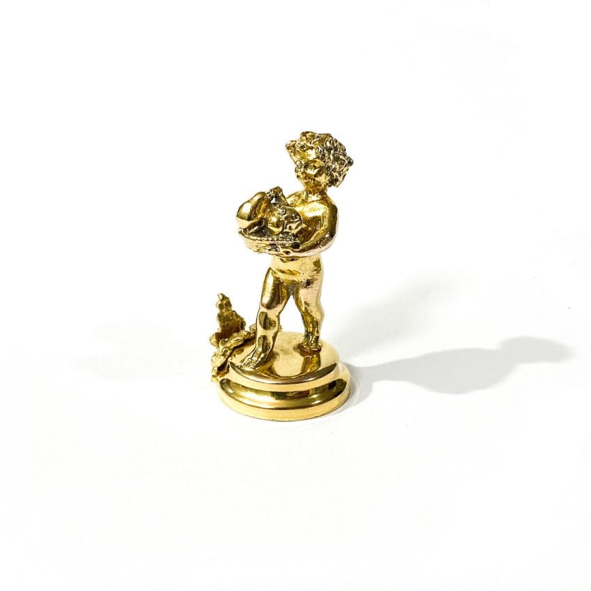 Italian gilded solid silver  putto miniature,figurine hallmarked  