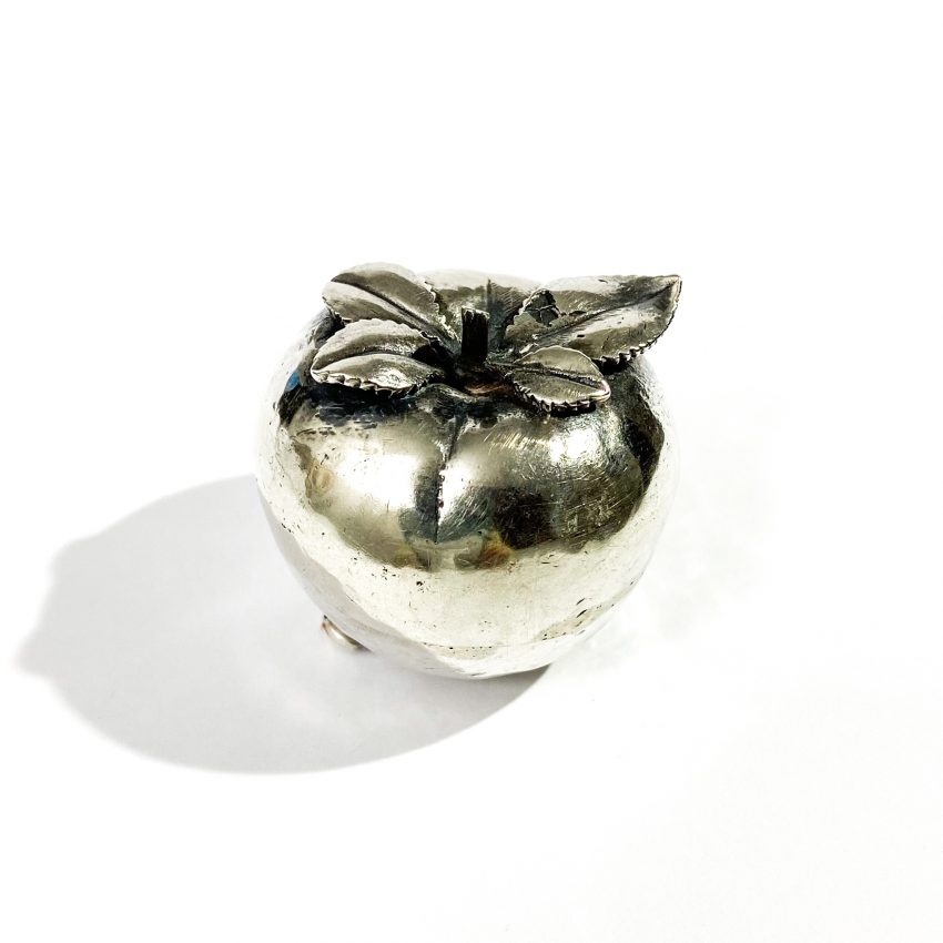 rare italian hallmarked solid silver apple shape pill box