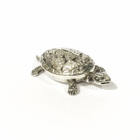 solid silver turtle shape pillbox , hallmarked 