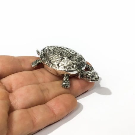 vintage turtle pillbox solid silver hallmarked