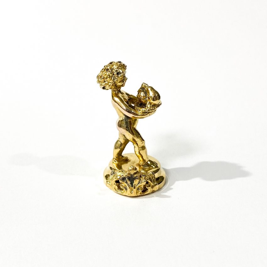 vintage gilded silver putto miniature