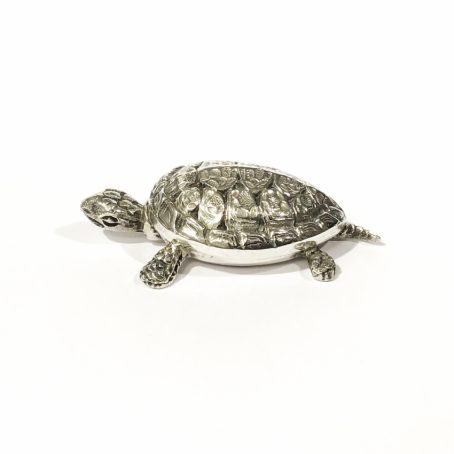 vintage solid silver turtle pill box